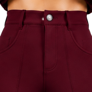 Burgundy <b>Women's</b> Equestrian Riding Breeches High Waist <b>Stretch</b> Horse Riding Pants Full Seat Grip Training Competition <b>Trousers</b> - Product Image 5