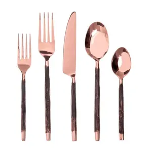 Cổ Flatware Set đồng Top muỗng và dĩa với trang trí cắt laser xử lý thiết lập của 4 dao kéo hot bán đồ dùng nhà bếp