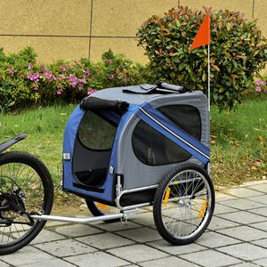 Rimorchio per Bicicletta Blu/Grigio per Animali Domestici con Ruote Fuoristrada, 3 Ingressi e Rete per Viaggi Sicuri e Avventure in Fattoria con il Cane - Product Image 2