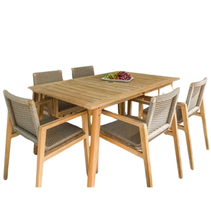 Juegos de Comedor de 4/6/8 Plazas, de Madera o Aluminio, para Exteriores, OEM ODM, Mesa y Sillas de Patio, Cojines Personalizados + Colores + Tela + Tamaño - Product Image 5
