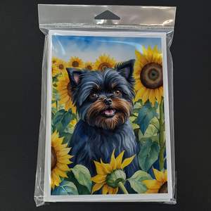 Affenpinscher in Sunflowers Whimsical A7 Tarjetas de felicitación en blanco Paquete de 8 con sobres 5x7 Tamaño de nota - Product Image 3