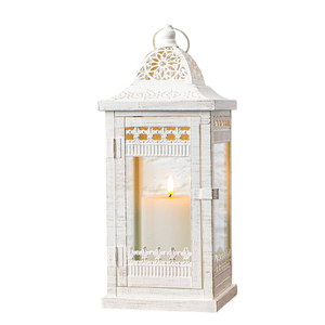 <b>Set</b> of 3 Vintage White Metal Candle <b>Lanterns</b> Decorative Outdoor Hanging <b>Lanterns</b> with Tempered Glass for Home Garden Decoration - Product Image 2