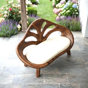 Modern Solid Wood <b>Bench</b> Curved Backrest Eco-Friendly Durable Outdoor Furniture Entryway Living Room Entrance Hall - Product Image 2