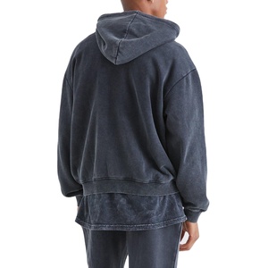 Sweat à capuche de haute qualité 500 g/m² délavé à l'acide pour homme, logo personnalisé, 100 % coton, poids lourd, fermeture éclair, design délavé au soleil pour l'hiver - Product Image 3