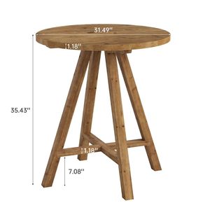 Mesa de Bar Redonda de Madera Maciza con Diseño Robusto para Uso en Exteriores como Cafetería - Product Image 6