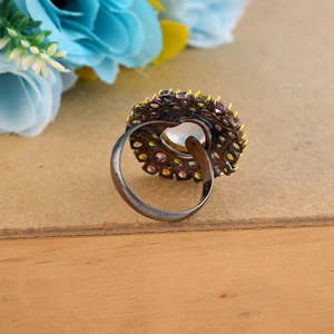 Anillo con Forma de Flor con Cuarzo Rosa Natural y Piedras Preciosas Multicolores, Plata de Ley 925, Chapado en Oro de 22k, Estilo Bohemia, Joyería Fina - Product Image 2
