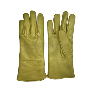 Yellow Winter <b>Gloves</b> <b>Fur</b> Lined Sheepskin Leather Full Finger Warm Outdoor Fashion Custom Leather <b>Gloves</b> - Product Image 3