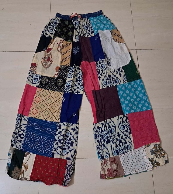 Women's Fashion Boho Harem Pants Breathable Cotton Palazzo Patchwork Loose European Style Regular Waist Bell Bottom GC-AP-1505.