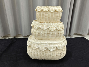 Handwoven Rattan <b>Storage</b> <b>Basket</b> with Lid Set Eco Friendly <b>Wicker</b> Organizer Box for Home Decor Wholesale OEM Manufacturer Export - Product Image 5