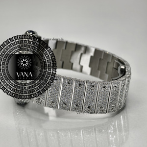 Montre de luxe en acier inoxydable sertie de moissanite VVS, testée au diamant, pour homme, style hip-hop - Product Image 3