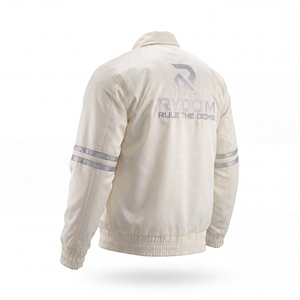 Veste de motard RYDOM pour homme, couleur crème, col rabattu, logo brodé, coupe classique, style décontracté d'automne, coupe-vent en polyester - Product Image 2