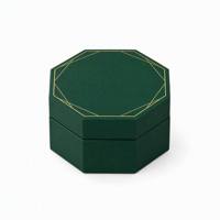 Boîte cadeau magnétique octogonale verte personnalisée de luxe avec logo estampé à chaud or, emballage en papier pour bijoux, cosmétiques, parfums