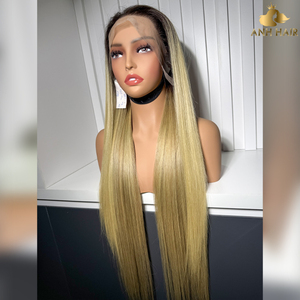 Honey Blonde Straight <b>Lace</b> Front <b>Wig</b> 613 Glueless 100% Vietnamese Human Hair Pre Plucked Transparent <b>Lace</b> - Product Image 2