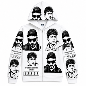 Sudadera con Capucha y Cremallera para Hombre Afernon Industry, Estampado Rojo, Estilo Urbano, Corte Regular, Tejido de Poliéster, Estilo Otoñal - Product Image 2