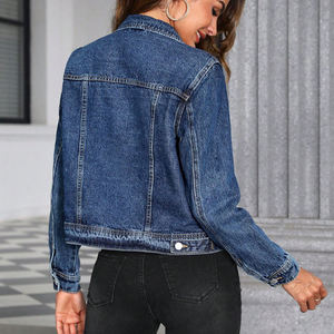 Chaqueta Vaquera Casual Personalizada para Mujer, Chaqueta Corta de Mezclilla Negra Lisa, Ropa de Calle a la Moda para Mujer - Product Image 4