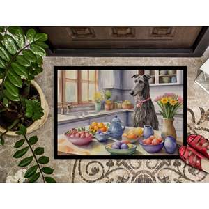 Décor de Pâques Paillasson Nouveau 18H X 27W Scottish Deerhound Intérieur Extérieur Tapis Antidérapant Lavable Low Pile Front Holiday Supply - Product Image 3