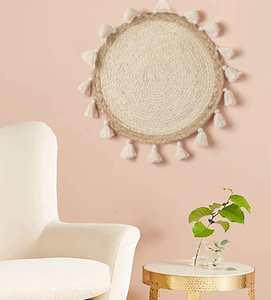 Décoration murale en panier tissé, artisanat en osier, petit macramé, art mural bohème pour la décoration de la maison - Product Image 2