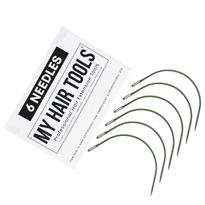 Aiguilles courbées en acier inoxydable de type C à marque privée, écologiques, pour usage en salon, outil de tissage de fils pour extensions capillaires et trames de cheveux - Product Image 2