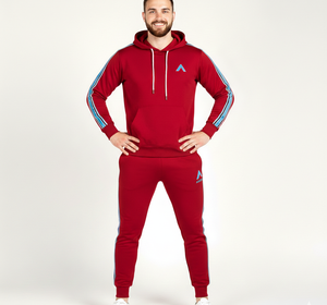 Ensemble de survêtement d'hiver bleu pour homme, sweat à capuche et pantalon de jogging, léger, 100% coton, vêtements de sport décontractés pour adultes - Product Image 5