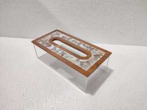 Moderno Dispensador de Papel Tisú de Madera con Nácar, Porta Servilletas Acrílico Rectangular, Estuche Decorativo para Papel Tisú para el Hogar y Comedor - Product Image 3