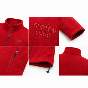 Custom Logo Embroidered Front Men's Red <b>Fleece</b> <b>Jacket</b> Full Zip Stand Collar Casual Windproof <b>Warm</b> Winter Wear - Product Image 6