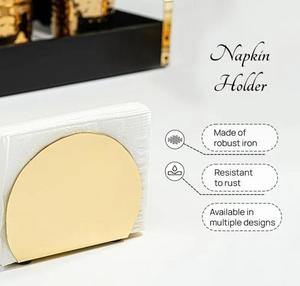 Modern Metal Tissue Box <b>Holder</b> Gold Finish Free Standing Design - Product Image 2