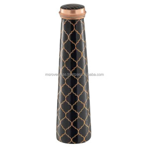 Bouteille d'eau en cuivre écologique à motif floral, laquée, pour les voyages, le camping, la consommation de liquides chauds ou froids - Product Image 1