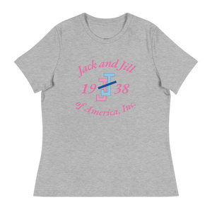 T-shirt gris chiné décontracté pour femme avec lettres graphiques roses, col rond, en coton doux, manches courtes, vêtement de mode décontracté - Product Image 1