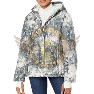 2025 femmes haute qualité Polyester mémoire imprimé pain veste étoile multi-fermeture éclair haut chauffant avec col montant hommes Parka veste - Product Image 1