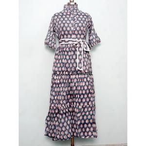 Vestido Maxi Holgado de Manga Corta con Cuello en V, 100% Algodón Hecho a Mano, Transpirable, Estilo Casual Y2K, Dulce, Ecológico, Floral y Natural para Mujer - Product Image 3