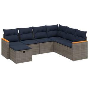 Juego de sofás de patio de ratán sintético gris de 7 piezas con cojines, muebles duraderos para exteriores - Product Image 2