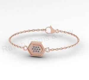 Pendentif en argent 925 plaqué or 18 carats, motif nid d'abeille hexagonal, serti clos, pour cendres en résine, composants de bijoux DIY avec logo personnalisé - Product Image 6