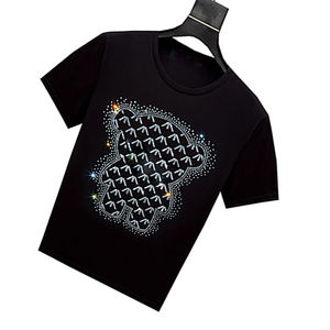 Camisetas de Moda con Pedrería Personalizadas para Mujer, Ropa Deportiva de Algodón, Estilo Urbano en Color Sólido, Transpirable - Product Image 3