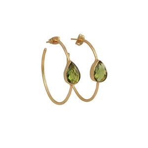 Pendientes de aro de iolita chapados en oro, conjunto de piedras preciosas de pera azul, pendientes llamativos, joyería para fiesta, pendiente de diseñador de mano, joyería de aro - Product Image 6