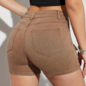 OEM Women Denim Shorts Mid Waist Regular Fit Casual Breathable Comfort Custom Logo &Design Print Manufacturer Pakistan - Product Image 5