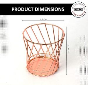 Organisateur de bureau minimaliste en métal, panier de rangement polygone finition cuivre 21x14x8cm, type sur pied pour fournitures de bureau - Product Image 4