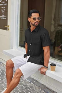 Chemise Homme Imprimée Fraîche à Manches Courtes, Motif Floral Tropical, Décontractée, Boutonnée, Couleurs Vives, Idéale Plage et Été - Product Image 4