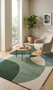 Alfombra de Lana Tejida a Mano en Tendencia Verde y Azul, Antideslizante, con Patrón Abstracto para Decoración Moderna del Hogar - Product Image 3