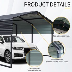 Abri de voiture en métal robuste 12x20 pieds, garage extérieur en acier galvanisé, abri de voiture imperméable pour la neige, modèle D0100XUH1CW - Product Image 3