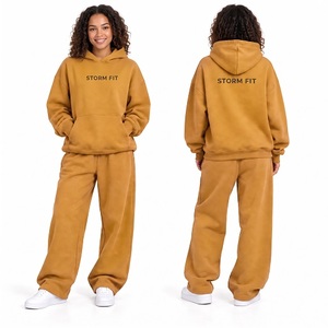 Ensemble de sweat-shirt et pantalon en molleton pour femme Storm Fit, style streetwear, décontracté, 2 pièces, longueur intégrale, vêtements d'hiver, 100% coton - Product Image 4