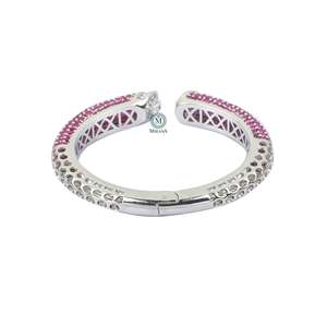 Christina Ruby 14K Gold Plated Pearl Diamond Designer Women's Casual Bangle Bracelet for Party - Product Image 5