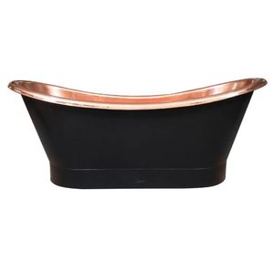 Copper Clawfoot Tub Free Standing with Double Single Slipper Antique Copper Finish - Product Image 2