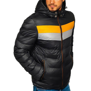 Men's <b>Red</b> <b>Hooded</b> Design Men's Stand Collar Silver Shiny Polyester Padded Winter Bubble <b>Jacket</b> For Men - Product Image 4