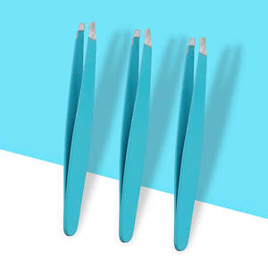 Pince à épiler légère, réutilisable, écologique, en acier inoxydable bleu, à volume incliné, personnalisable pour cils et sourcils - Product Image 1