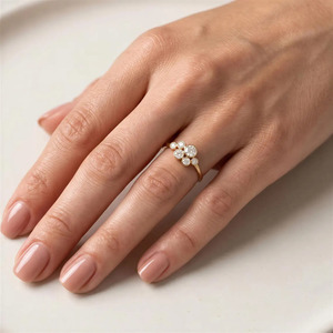 Round Brilliant Lab Grown Diamond Engagement Ring 10K 14K 18K Solid Gold Five Stone Design Ring IGI Certified DEF VS VVS Clarity - Product Image 6