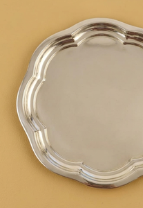 Bandeja de Comedor Redonda de Metal Plateado de Lujo al por Mayor, Bandeja de Servicio con Borde Festoneado para Hotel y Restaurante, Vajilla Elegante para Frutas - Product Image 4