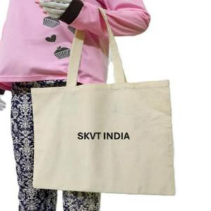Customized Logo Organic 100% Calico Cotton Recyclable Eco-Friendly Silk Screen Printed Tote Bag Grocery Shopping Bag Natural - Product Image 3