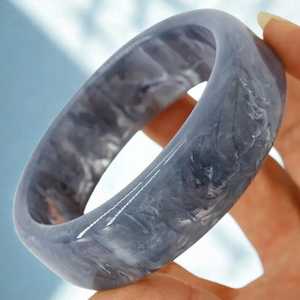 Bracelet jonc classique en résine acrylique avec motif rond brun naturel, bijou unisexe tendance, cadeau - Product Image 1
