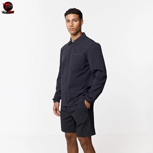 Conjunto de Pantalones Cortos y Chaqueta Cortavientos Ligera con Capucha Unisex de Poliéster, Ropa Deportiva Casual para Hombre para Verano, Color Combinado - Product Image 4