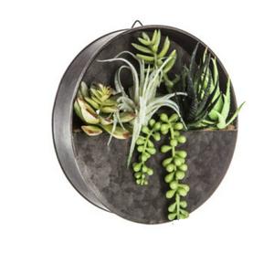 Maceta Redonda de Metal Galvanizado para Colgar en la Pared, Decoración Rústica para Interiores y Exteriores, Contenedor Moderno para Hierbas y Flores - Product Image 2